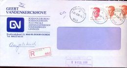 Omslag Enveloppe Aangetekend  Stempel Ruddervoorde 660 - Pub Reclame Geert Vandenkerckhove 1988 - Enveloppes