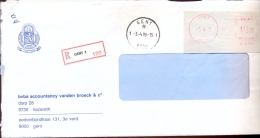 Omslag Enveloppe Aangetekend  Stempel Gent 1 - 120 Pub Reclame Vanden Broeck Nazareth 1989 - Covers