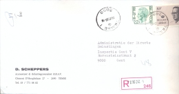Omslag Enveloppe Aangetekend  Stempel Temse 1 - 246 Pub Reclame Schepers 1986 - Briefe
