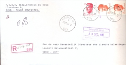 Omslag Enveloppe Aangetekend Stempel Hofstade 525 - Pub Reclame Zetelfabriek De Neve 1987 - Briefe