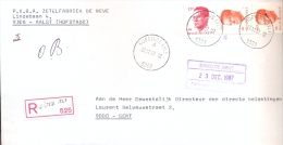 Omslag Enveloppe Aangetekend Stempel Hofstade 525 - Pub Reclame Zetelfabriek De Neve 1987 - Sobres