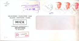 Omslag Enveloppe Aangetekend Stempel Wetteren 1 - 399 Pub Reclame Delikatessen Mick - 1988 - Omslagen