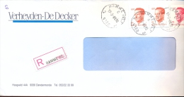 Omslag Enveloppe Aangetekend Stempel Hamme 762 - Pub Reclame Verheyden - De Decker Dendermonde 1989 - Enveloppes