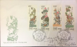 Vietnam: Traditional Painting: Flowers In 4 Seasons - FDC - Designed Artist´s Signature - Fine - Grabados