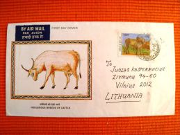 Cover Sent From India To Lithuania On 2001, Animal Indigenous Breeds Of Cattle Hallikar - Covers & Documents