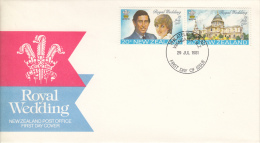 New Zealand FDC Scott #735a Se-tenant Pair Royal Wedding - Charles And Diana - FDC