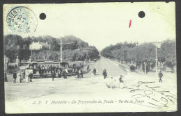 France - CF001 - CP Marseille - La Promenade Du Prado - Vu De La Plage - Timbre Type Blanc 111 1A - Unclassified