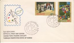 Cyprus, Turkish Republic FDC Scott #120-#121 Set Of 2 Art Treasures - Lettres & Documents