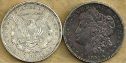 UNITED STATES USA $1 MORGAN EAGLE BIRD FRONT WOMAN HEAD BACK 1921 SILVER KM110 VF+ READ DESCRIPTION CAREFULLY !!! - 1878-1921: Morgan