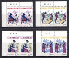 Samoa 1976 Christmas Set Of 4 MNH As Corner Pairs - Samoa