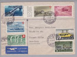Schweiz Pro Patria 1947-10-01 Zürich2 Luftpost Satzbrief Zusatzfrank. Nach New York - Storia Postale