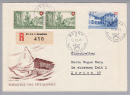 Schweiz Pro Patria 1948-06-15 Berna Giorno D'emissione Bedarfs-R-Brief. - Lettres & Documents