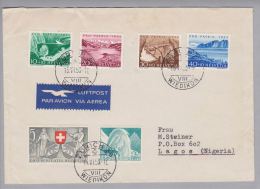 Schweiz Pro Patria 1953-06-15 Zürich36 Wiedikon Luftpost Satzbrief Nach Lagos(Nigeria) - Storia Postale