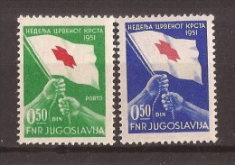 196 X  9  JUGOSLAVIJA CROCE ROSSA BANDIERA FAHNE  MNH - Ungebraucht