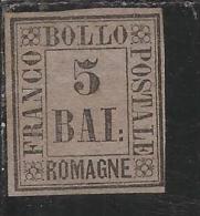 ASI ANTICHI STATI ITALIANI: ROMAGNE 1859 5 BAI MH FIRMATO SIGNED - Romagne