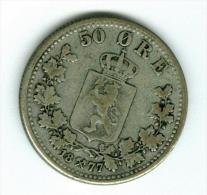 Norwegen 50 Öre 1877 Silber   #m80 - Norvège