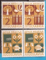 1959 X 23 JUGOSLAVIJA WOCHE DES KINDERS FLORA FIORI FRUTA FAUNA BIRDS GALLO  MNH - Wohlfahrtsmarken