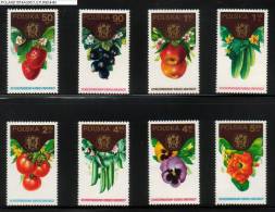 POLAND 1974 HORTICULTURAL CONFERENCE SET OF 8 NHM Flowers Fruit Vegetables - Légumes