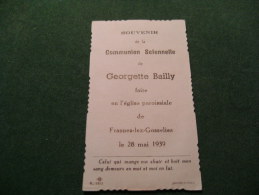 BC5-2-105 Souvenir Communion Georgette Bailly Frasnes Lez Gosselies 1939 - Communion