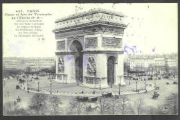 France - CF065 - 2 Scan CP Paris Arc De Triomphe - Voitures - Carrosses - Verso Type Blanc 111 2A Paire Horizontale - Triumphbogen