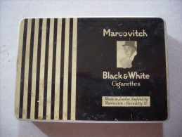 Scatola/scatoletta In Latta Per Sigarette. MARCOVITCH Black&White Cigarettes - Porta Sigarette (vuoti)