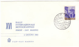 SAN MARINO 1965 RALLY INTERNAZIONALE MOTOCICLISTICO - RIMINI SAN MARINO - Storia Postale