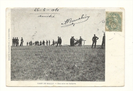 Cp, Militaria, Camp De Mailly, Une Mise En Batterie, Voyagée 1904 - Maniobras