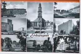 Cp Erlangen Souvenir Schloss Siemens Orangerie Ohmbrunnen Bettenhaus Vollegienhaus Bus Voyagé 1960 Timbre Helf Schutzen - Erlangen