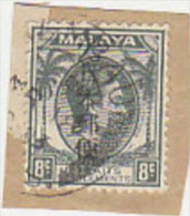 Japan Occupation Of Malaya-8c Used On Piece - Occupazione Giapponese