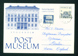 SWEDEN - 1973 Post Museum Postal Stationery Card Mailed To The UK As Scans (Minor Transit Damage To Top) - Enteros Postales