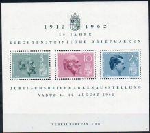 Liechtenstein 1962 BF 9 ** Cinquantenaire Du Timbre De La Principauté - Jean II - François I - François-Joseph II - Blocs & Feuillets