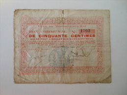 Pas-de-Calais 62 Montreuil-sur-mer , 1ère Guerre Mondiale 50 Centimes - Bons & Nécessité