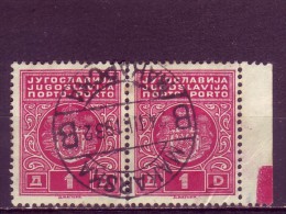 COAT OF ARMS-1 DIN-PORTO-PAIR-POSTMARK-MAKARSKA-CROATIA-YUGOSLAVIA-1931 - Segnatasse