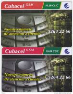 Cuba, Cubacel GSM, Controlnumber Up, 2 Cards With Different Colour, 2 Scans . - Cuba