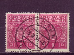 COAT OF ARMS-1 DIN-PORTO-PAIR-POSTMARK-TESLIĆ-BOSNIA AND HERZEGOVINA-YUGOSLAVIA-1931 - Impuestos