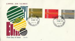 EUROPA CEPT 1971- MALTA -FDC  W 3 STS OF 2-5 P-1’6. – POSTM VALLETTA MALTA MAY 3 REFE202 - 1971