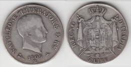 **** ITALIE - ITALIA - 5 LIRE 1809 B - BOLOGNA - NAPOLEONE IMPERATORE - ARGENT - SILVER **** EN ACHAT IMMEDIAT - Napoleónicas