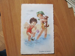 YZ 12 -   FANTAISIE ENFANT A LA PLAGE  ANIMEE - Humorous Cards