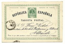 SPAIN ESPAGNE 1873  1873  ENTIER  POSTAL STATIONARY   Nº 2    "TARGETA "   "G"  And  "ESPAÑOLA  (no .) " - 1850-1931