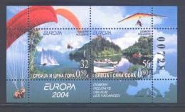 Serbia Serbie Europa CEPT 2004 Parachutisme Deltaplane Bloc ** Serbia 2004 Skydiving Hang Gliding Souvenir Sheet ** - Fallschirmspringen