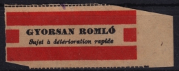 Postal PACKET LABEL / FOOD - Vignette Label - 1950´s Hungary, Ungarn, Hongrie - Used - Machine Labels [ATM]