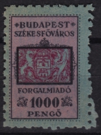 1945-1946 Hungary - BUDAPEST City Local (sales Tax) Revenue Stamp - 1000 P - MNH - Revenue Stamps