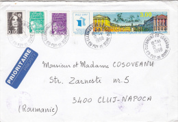 VERSAILLES PALACE STAMP ON PRIORITY COVER, SENT TO ROMANIA, 1998, FRANCE - Storia Postale