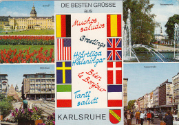 CPA KARLSRUHE- PALACE, MARKETPLACE, FOUNTAIN, STREET - Karlsruhe