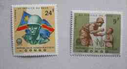 REPUBLIQUE DEMOCRATIQUE DU CONGO 2 Timbres NEUF 1965 ARMEE CONGO MNH ARMY - Nuevas/fijasellos