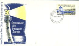 (601) New Zealand Life Insurance Stamps - Lighthouse - 1978 FDC Cover - FDC