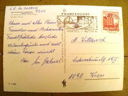 2 Scans, Post Card Sent From Austria, Special Cancel Krumpendorf Hersee Sailing Fish - Covers & Documents