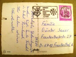 2 Scans, Post Card Sent From Austria, Special Cancel Flower Otztal - Briefe U. Dokumente