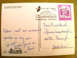 2 Scans, Post Card Sent From Austria, Special Cancel St.jojann Tirol Mountains - Briefe U. Dokumente