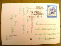 2 Scans, Post Card Sent From Austria, Special Cancel Stad Information Wien Castle Belvedere - Briefe U. Dokumente